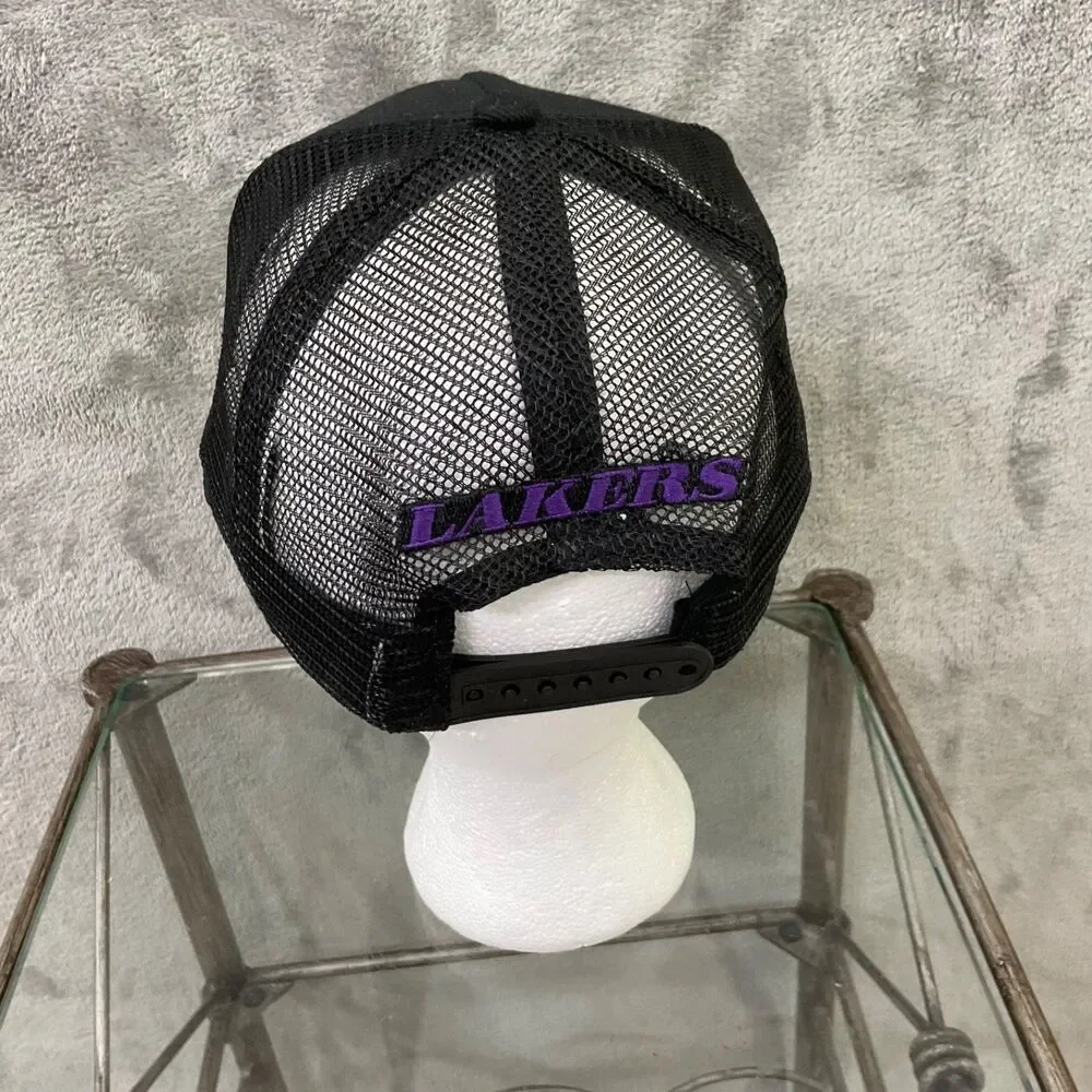 Ultra Game Los Angeles Lakers Trucker Hat Snapback Mesh Cap Black EUC